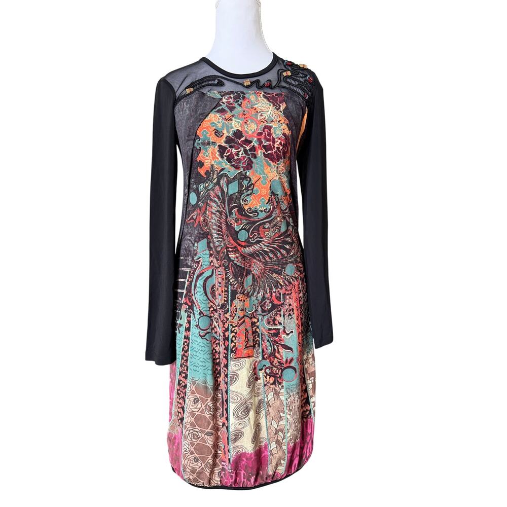 Save The Queen Dress Mesh Sheer Y2K Made in 
Italy Graphic Art Print Size M